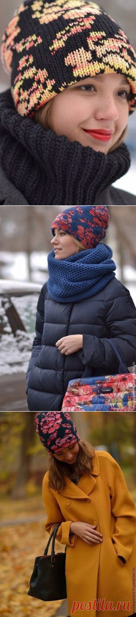 Шапка с цветочным узором