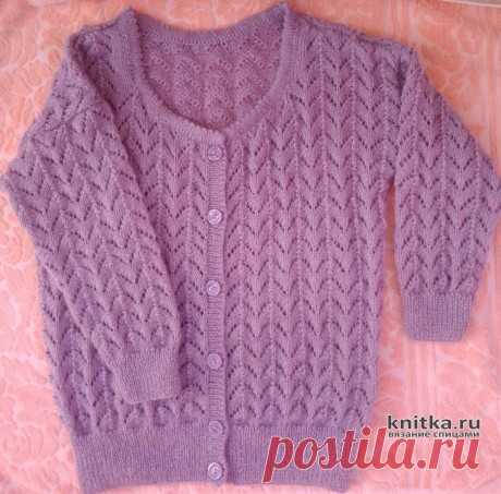 Ажурная вязаная женская кофта на пуговицах. Работа Вагановой Татьяны, Вязание для женщин