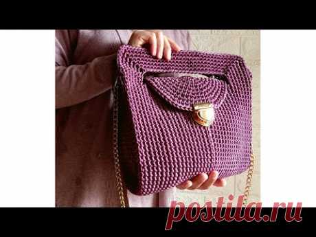 حقيبة كروشيه تصميم كلاسيكي بخيط السلسلة classic crochet bag