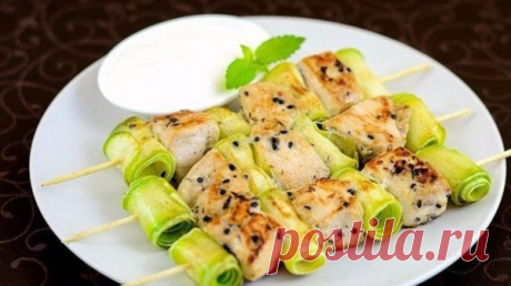 Домашние шашлычки из курицы и кабачка