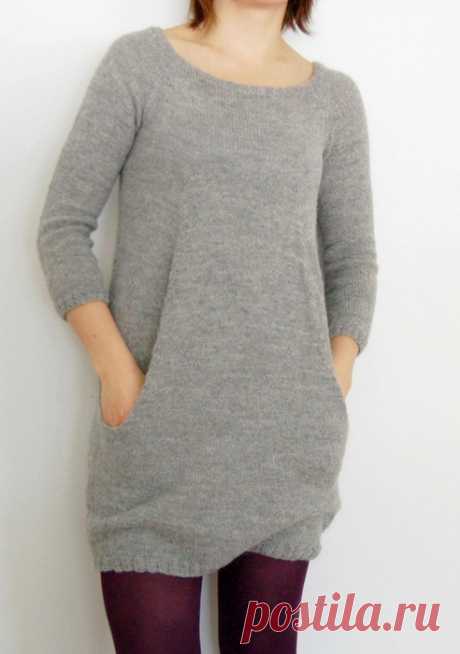 Туника с карманами связанная спицами регланом сверху Автор - Велена-77 Still Light Tunic