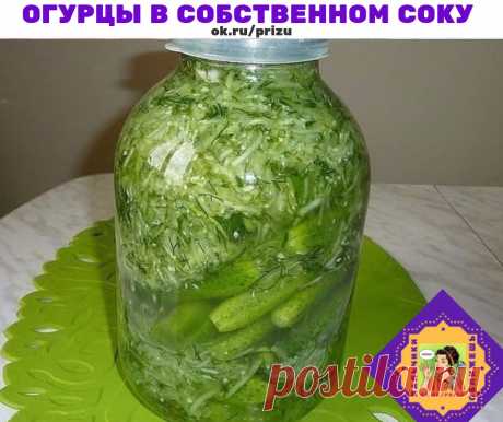 ОГУРЦЫ В СОБСТВЕННОМ СОКУ 

Самый обалденный рецепт!

На 1 кг тертых огурцов идет 2 ст.л. соли. 
На дно 3-х литровой банки положить зонтик укропа и горсть тёртых огурцов, слой огурчиков, слой тертых огурцов, измельчённый чеснок, слой огурчиков. Заканчиваем - тертыми огурчиками, солью, остатком сока тёртых огурцов и большим листом хрена (чтоб не плесневели огурцы).

А можно в натертые огурцы положить сразу измельченный чеснок, мелко порезанный укроп, соль, все размешать и н...