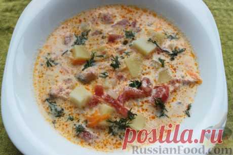 Рецепт: Сливочный суп с форелью или семгой на RussianFood.com