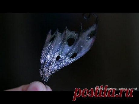 МК тёмные крылья для феи из рисовой бумаги