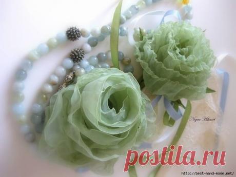 Необыкновенной красоты цветы из ткани и лент от Nigar Hikmet, Турция. Работы, мастер-классы