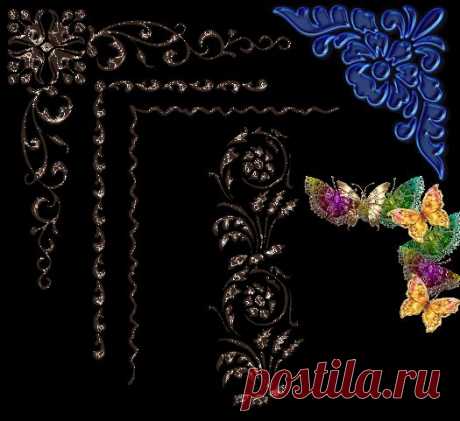 Декоративные элемент-уголки png.