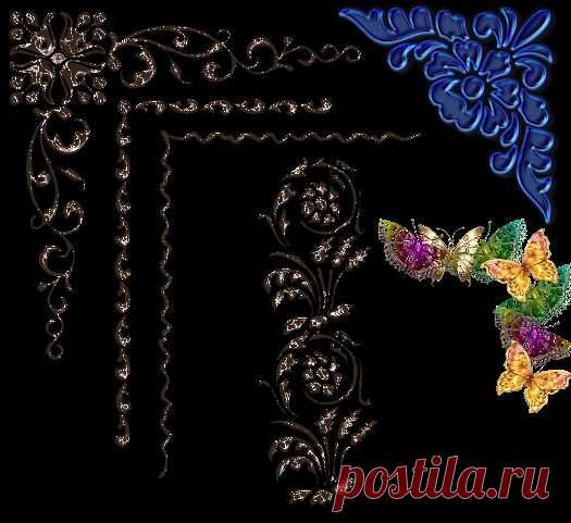 Декоративные элемент-уголки png.