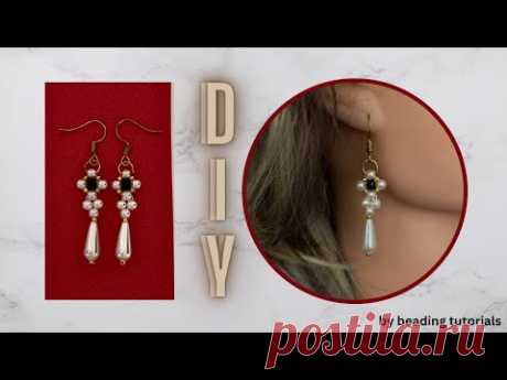 5 min earrings making. Beading tutorial. Pearl earrings making