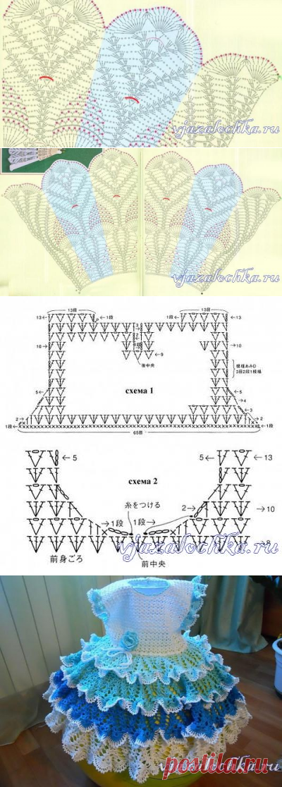 Платье крючком для девочки с рюшами