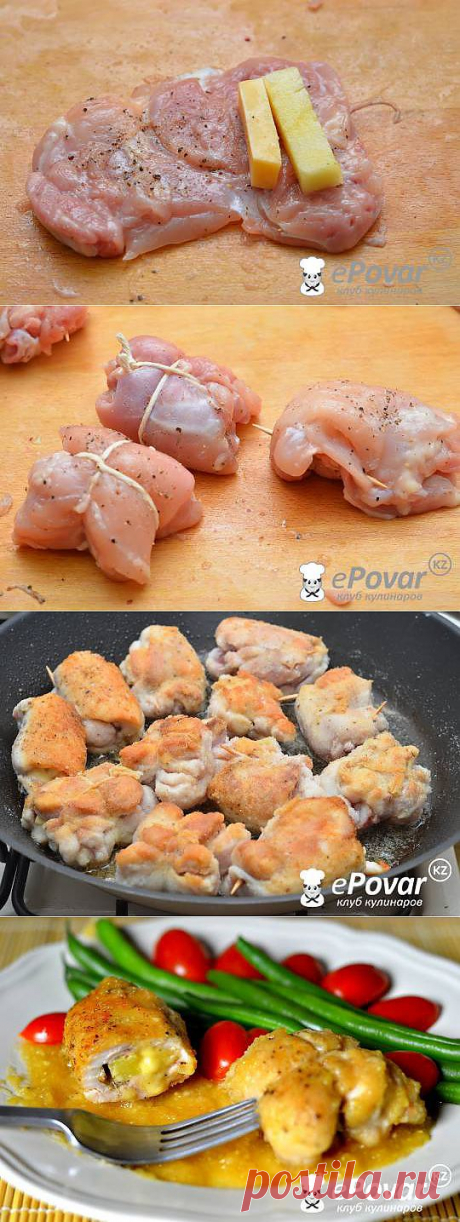 Филе голени цыплят с сыром и ананасом в ананасовом соусе — Рецепт приготовления с фото — Горячие блюда, Блюда из птицы