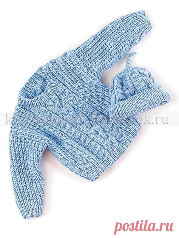 Голубой рельефный комплект на knitweek.ru