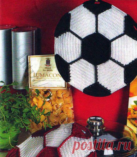 Футбольный мяч. Прихватка или коврик. Схема вязания крючком