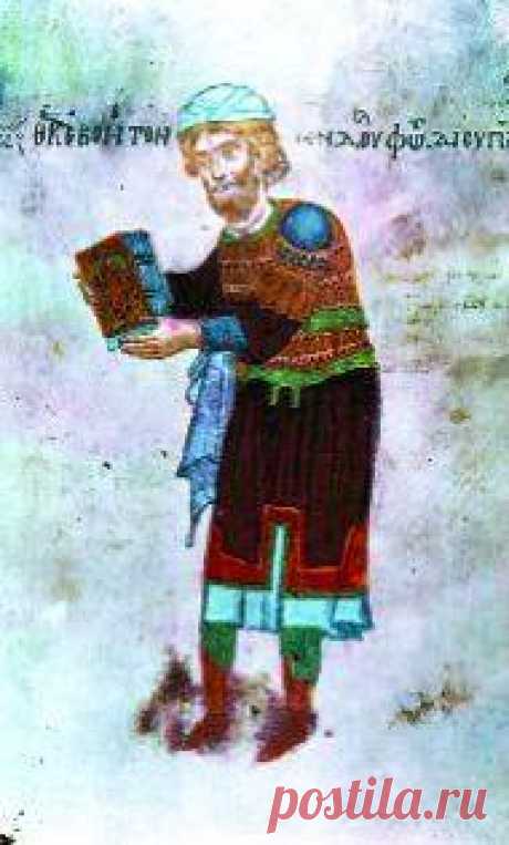 «Հովհաննես Պրոքսիմոս», մանրանկար «Ադրիանուպոլսի Ավետարանից» (1007 թ., գրիչ` Կիրակոս Երեց, Վենետիկի Սբ Ղազար վանքի մատենադարան)