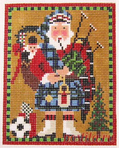 Kelly Clark Needlepoint - Scottish Highland Santa - Needle Nook Scottish Highland Santa (KC-KCN119) is a Christmas needlepoint canvas design by Kelly Clark Needlepoint available from the Needle Nook of La Jolla.
