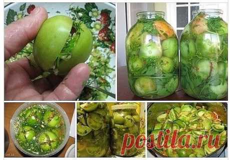 26 СУПЕР РЕЦЕПТОВ ИЗ ЗЕЛЕНЫХ ПОМИДОРОВ
На любой вкус!
1. Зеленые помидоры «пальчики оближешь»
На 3 кг. помидоров
200 гр. зелени: петрушка, укроп, листья вишни
(или смородины)
100 гр. репчатого лука (я в каждую банку
нарезала по пол луковицы)
1 головка чеснока
Заливка:
3 литра воды
9 ст. ложек сахара
2 ст. ложки соли
2-3 штуки лаврового листа
5 горошин перца душистого
1 стакан 9% уксуса
Растительное масло (берется из расчета
1 ст. ложка на литровую банку)
2. Такие же помидо...