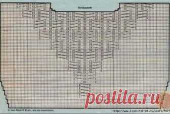 Пуловер с кокеткой косы спицами