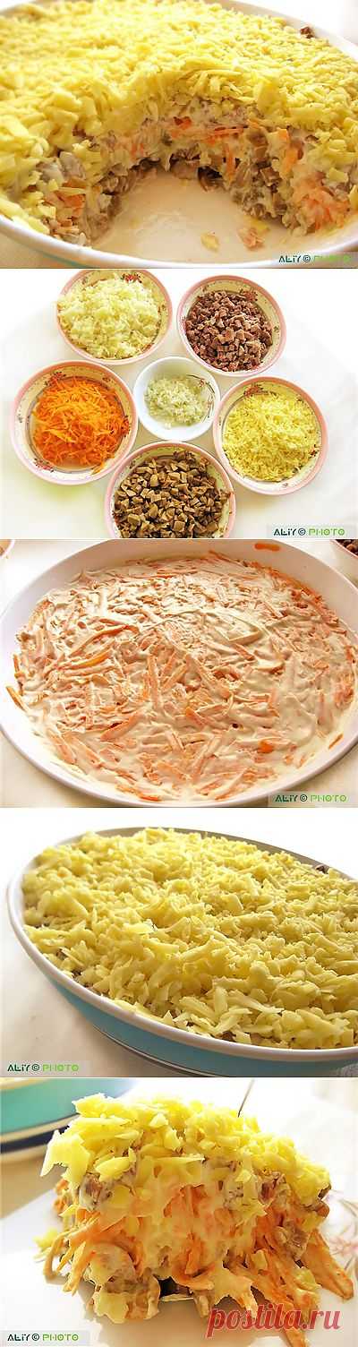 САЛАТ " БЕЛАЯ НОЧЬ" К ПРАЗДНИЧКАМ, ЛЁГКИЙ И ВКУСНЫЙ.