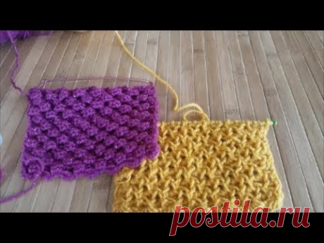 ЗУБЧАТАЯ КАЙМА. ДВУСТОРОННИЙ АЖУРНЫЙ УЗОР СПИЦАМИ. ВЯЗАНИЕ БУКЛЕ