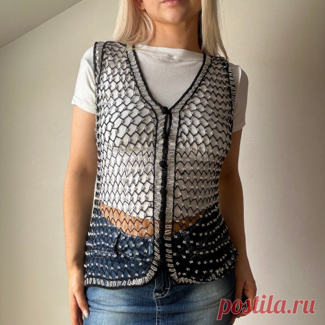 New Sensations Crochet Top - Medium Silver Acrylic Description:Vintage silver New Sensations crochet top, fits medium.GENDER: womens CONDITION: very good.STYLE: crochet topERA: 2000sCOLOUR: silverFABRIC: acrylicNotes: Model Measurements: UK Size 8-10. Height: 5ft, Bust: 32”, Waist: 27”-28”, Hips: 37”, Inseam: 27”