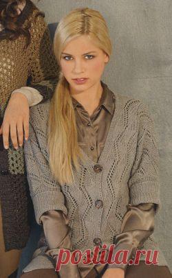 Жакет с короткими рукавами. Вязание спицами для женщин. Узелок.ру