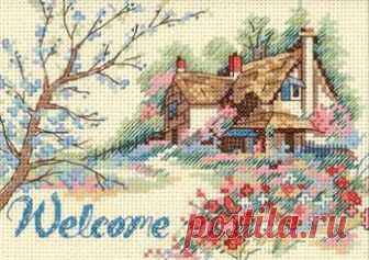 Cottage Welcome. Dimensions. Схема вышивки крестиком — Дом крестика