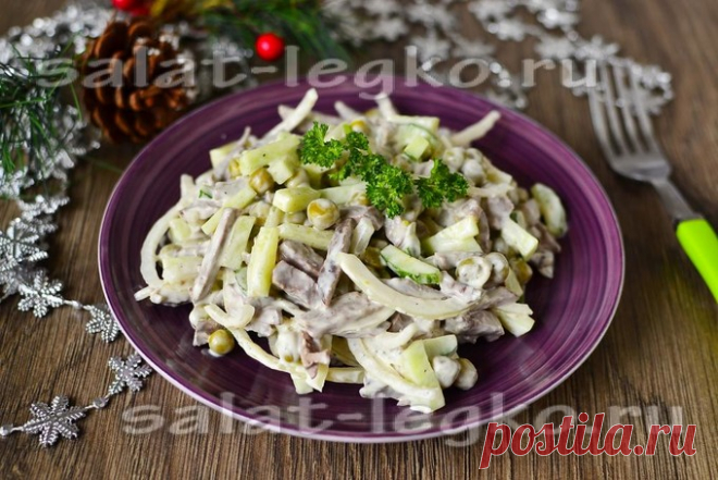 Очень вкусный салат из сердца, рецепт с фото