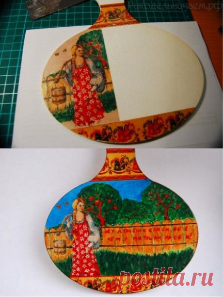 Декупаж со сложной подрисовкой.