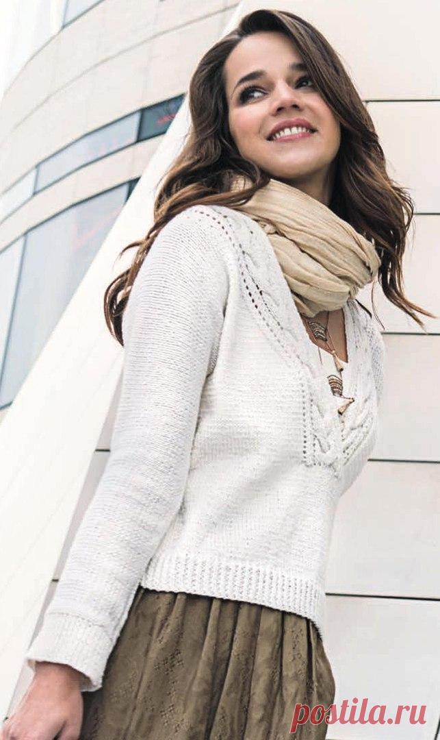 Пуловер спицами
