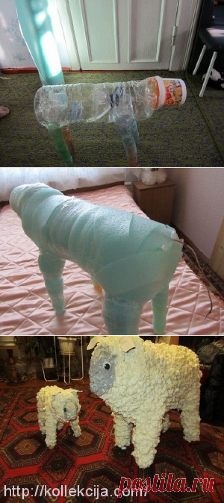 Садовые поделки из монтажной пены и подручных материалов. Овца и ягненок. Автор Светлана Антакова. | Своими руками — интернет журнал