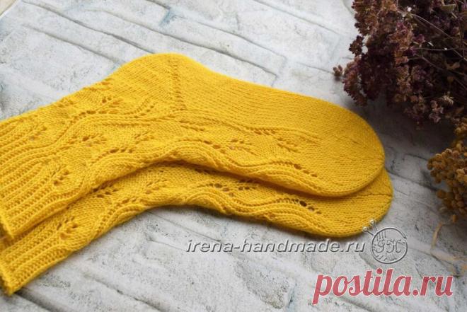 Ажурные носки с листьями (вязание, схемы, фото и видео) - Irena Handmade