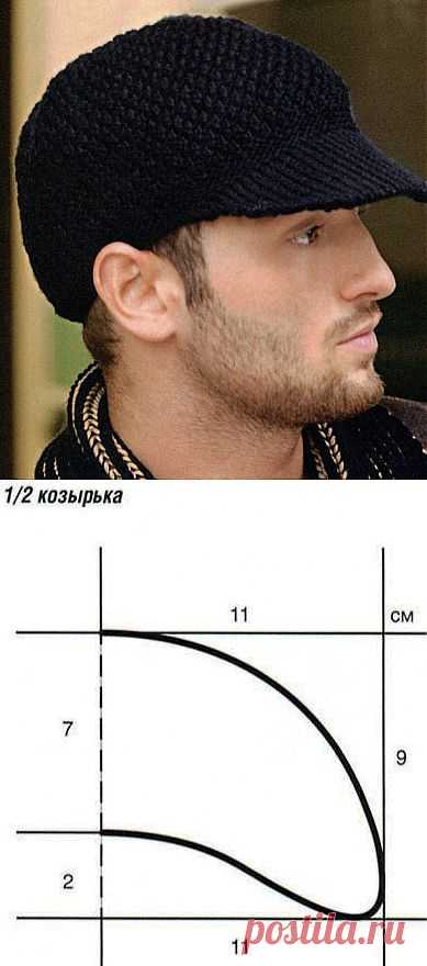 Мужская кепка вязаная спицами..