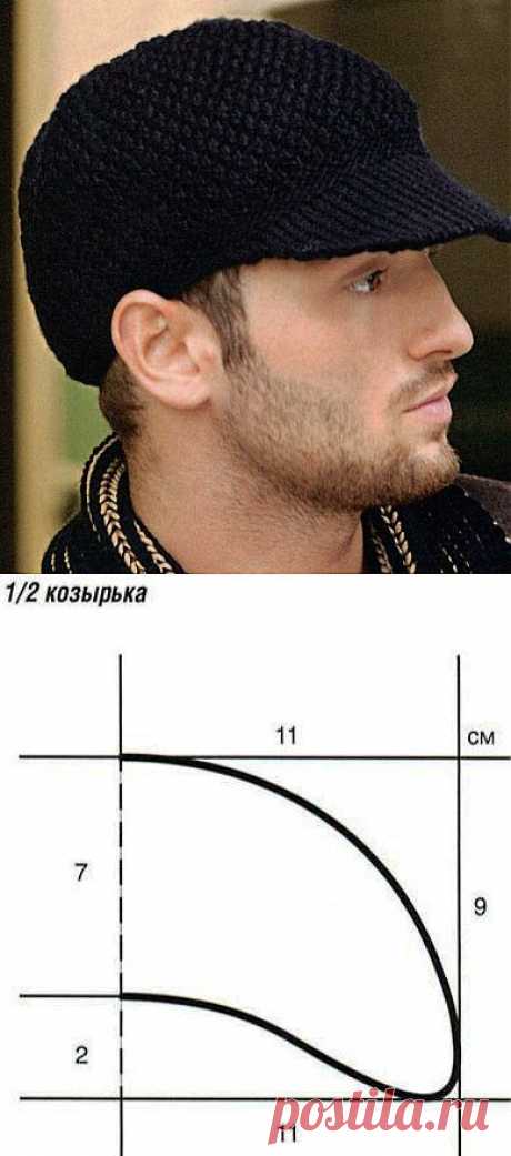 Мужская кепка вязаная спицами..