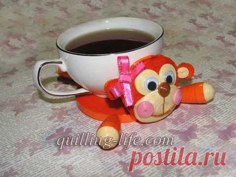 Квиллинг обезьяна – подставка под чашку. Символ 2016 года своими руками. | quilling-life.com