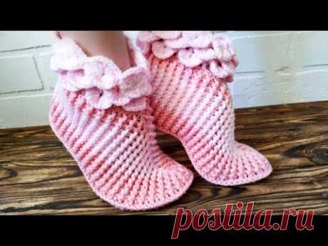 ТАПОЧКИ - СЛЕДКИ КРЮЧКОМ. ПОДРОБНЫЙ МАСТЕР-КЛАСС. Crochet House Slippers TUTORIAL. 2 ЧАСТЬ