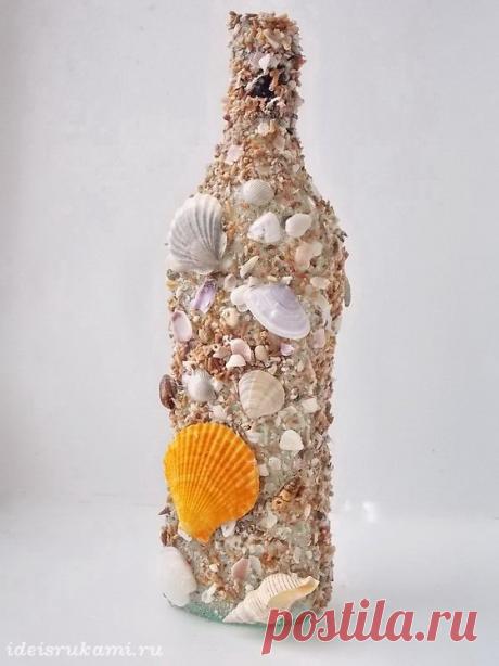 «Декупаж бутылок ракушками в морском стиле» — карточка пользователя Татьяна Ермак в Яндекс.Коллекциях
