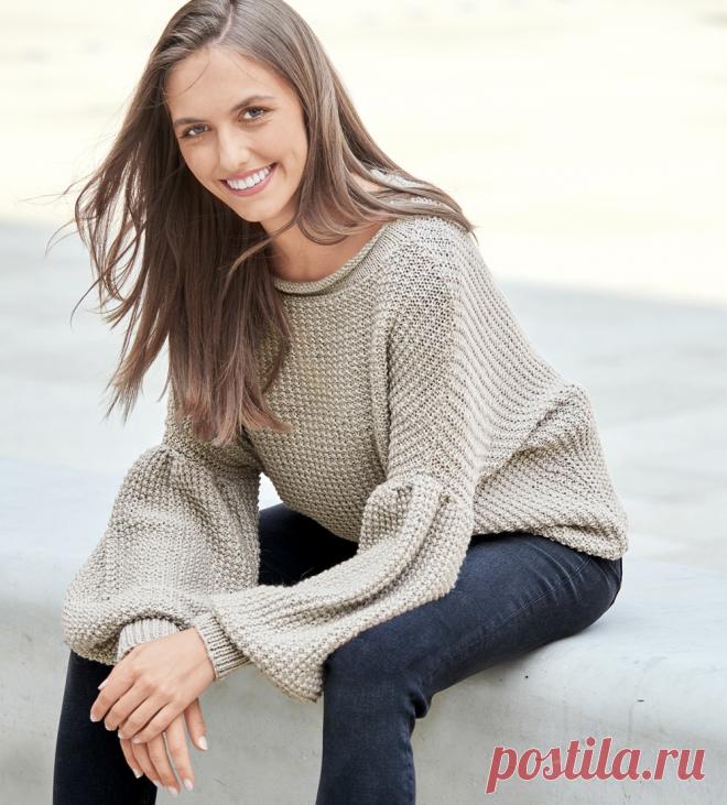 Джемпер с рукавами буф - схема вязания спицами. Вяжем Джемперы на Verena.ru