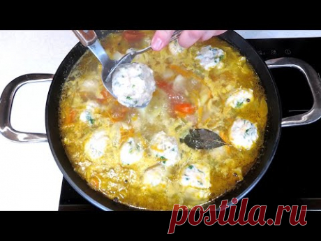 ТАКИЕ ЩИ МАЛО КТО ГОТОВИТ! Очень густые щи с необычными куриными клецками