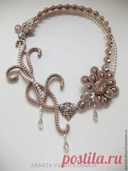 Купить Daisy - Bead Dreams 2014 - сутажная техника, сутажная вышивка, сутажные украшения, бежевый