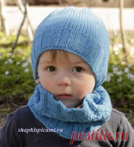 Вязаный комплект для мальчика из шапочки и снуда от Дропс Дизайн. С описанием вязания