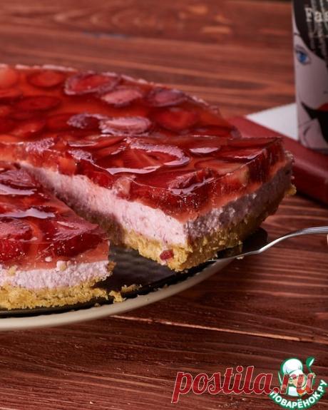 Творожно-клубничный пирог а-ля чизкейк - кулинарный рецепт