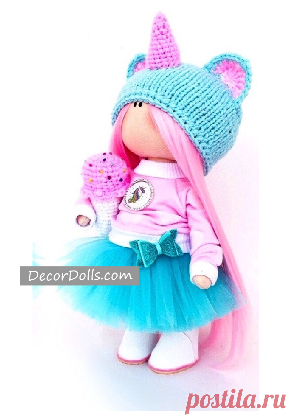 Unicorn Soft Doll, Fabric Baby Doll, Nursery Textile Doll, Original Lo – Decor Dolls