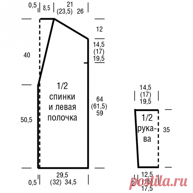 Кардиган в полоску с накладными карманами - схема вязания крючком. Вяжем Кардиганы на Verena.ru