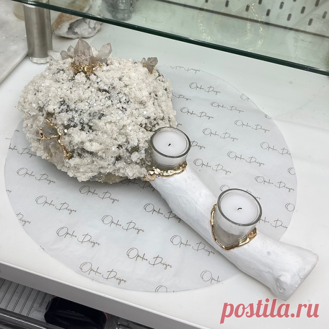 Natural Branch Geode Tealight Candle Holder | Opulux Designs