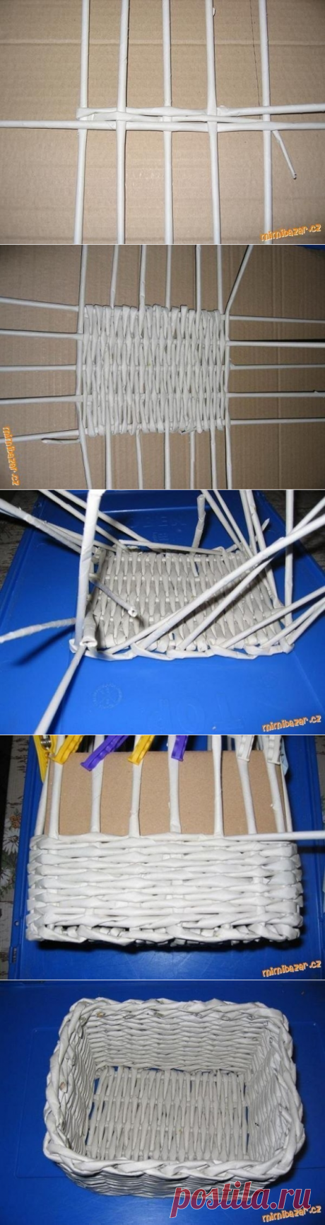 Квадратные корзины из газет