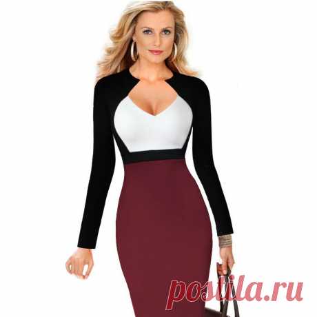 dress s Picture - More Detailed Picture about Spring Womens Sexy Elegant V Neck Patchwork Boycon Dresses Wear to Work Office Lady Business Sheath Pencil Dress Picture in Dresses from Beauty Queen Shopping Mall | Aliexpress.com | Alibaba Group