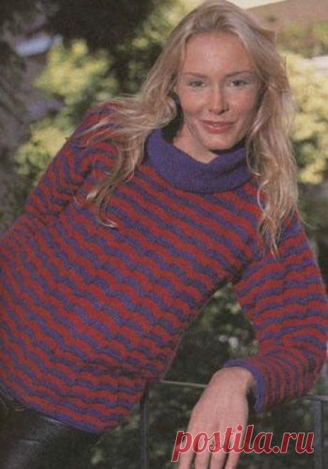 Женкий вязаный свитер - Дуэт ярких красок
