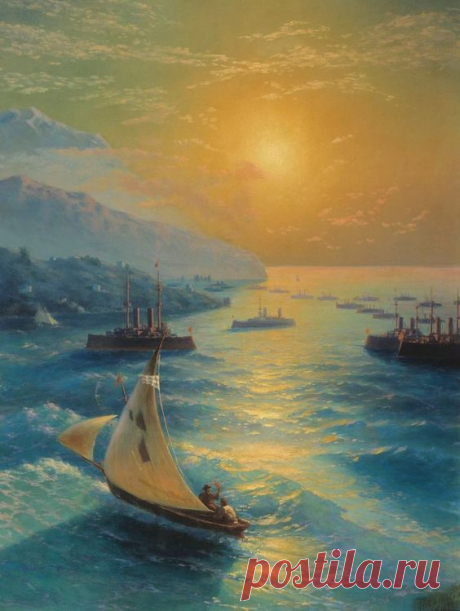 Ivan Aivazovsky - Ships at the Feodosiya raid, 1897   |   Pinterest • Всемирный каталог идей