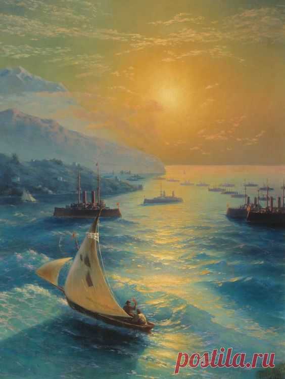 Ivan Aivazovsky - Ships at the Feodosiya raid, 1897   |   Pinterest • Всемирный каталог идей
