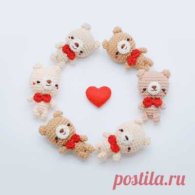 1000 схем амигуруми на русском: Мишутка-брелок амигуруми