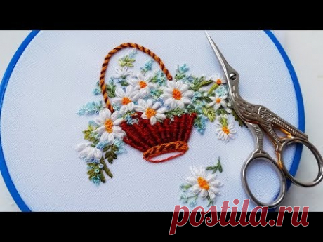 Flower embroidery :Daisies 🌼Цветочная вышивка: Ромашки